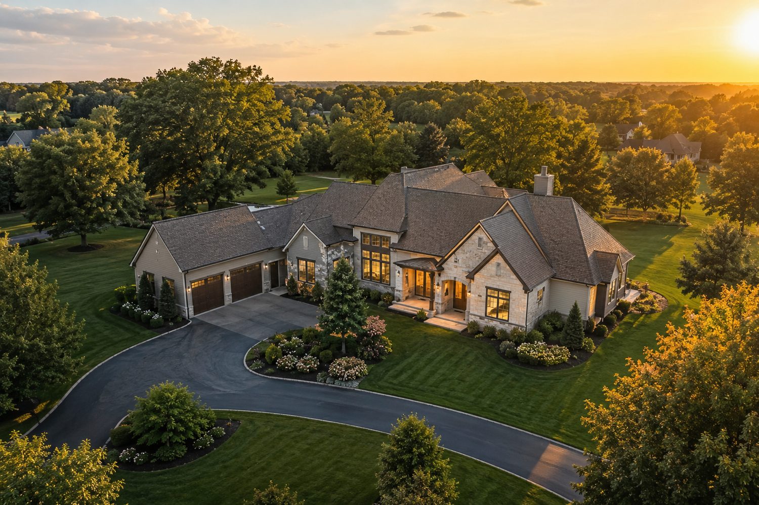 Aerial view of a Northwest Ohio suburb served by Adam Geuy, REALTOR